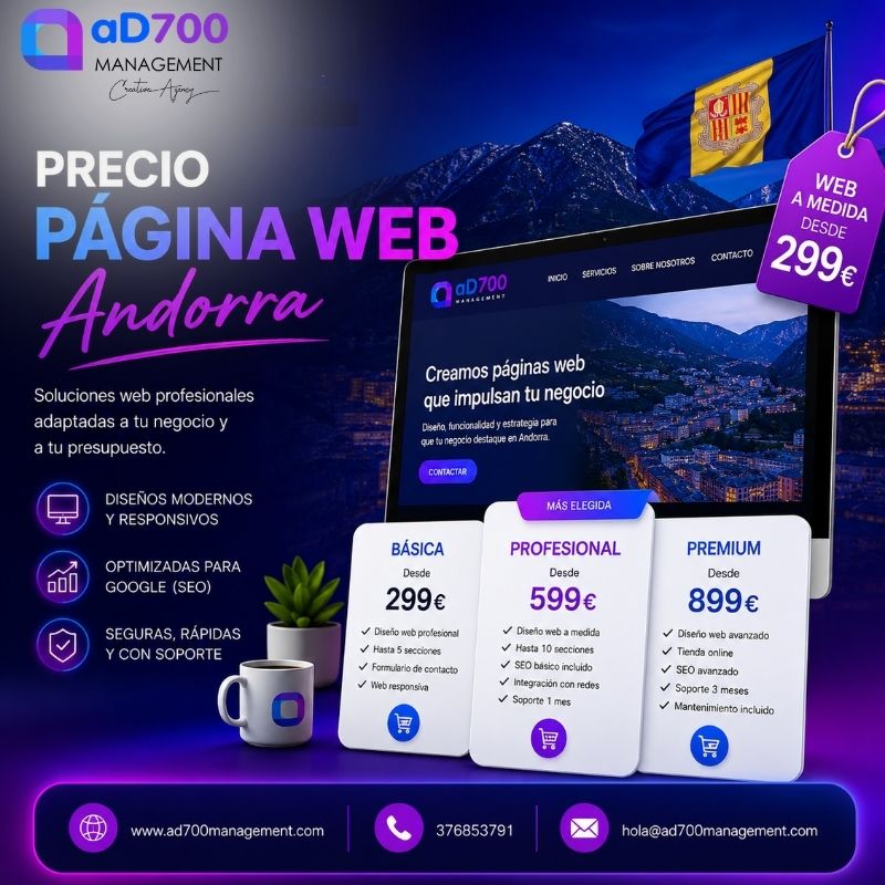 Precio página web Andorra para Empresas y Autónomos